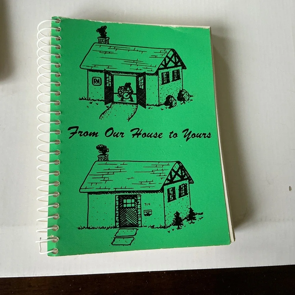 Vintage From Our House to Yours Spiral Cookbook Green Community Recipes 8.5x5.5